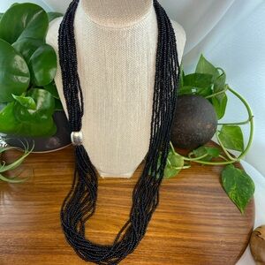 Silpada - 11 Strand Black Bead  with Silver Bead Necklace